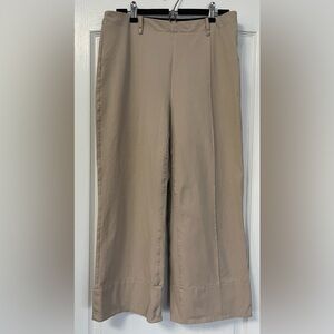 Lysse Tan Stretch Wide Leg Crop Trousers Size Large